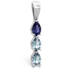 Lab Sapphire Dew Drops 14K White Gold pendant P2251