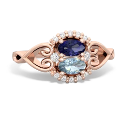 Lab Sapphire Love Nest 14K Rose Gold ring R5860