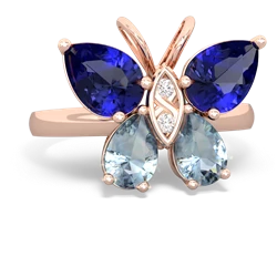 Lab Sapphire Butterfly 14K Rose Gold ring R2215