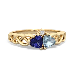 Lab Sapphire Heart To Heart Braid 14K Yellow Gold ring R5870