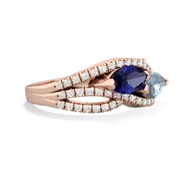 Lab Sapphire Diamond Rivers 14K Rose Gold ring R3070