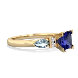 Lab Sapphire 6Mm Princess Eternal Embrace Engagement 14K Yellow Gold ring C2002