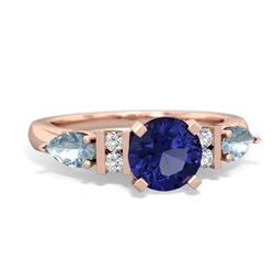 Lab Sapphire 6Mm Round Eternal Embrace Engagement 14K Rose Gold ring R2005