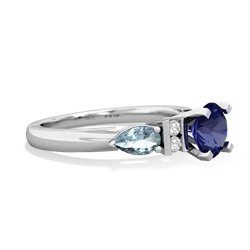 Lab Sapphire 6Mm Round Eternal Embrace Engagement 14K White Gold ring R2005