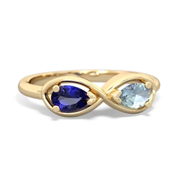 Lab Sapphire Infinity 14K Yellow Gold ring R5050