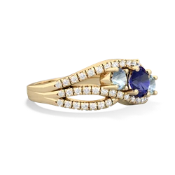 Lab Sapphire Three Stone Aurora 14K Yellow Gold ring R3080