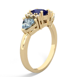 Lab Sapphire Antique Style Three Stone 14K Yellow Gold ring R2186