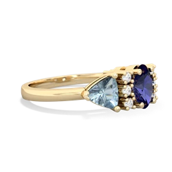 Lab Sapphire Antique Style Three Stone 14K Yellow Gold ring R2186