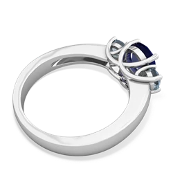 Lab Sapphire Three Stone Round Trellis 14K White Gold ring R4018