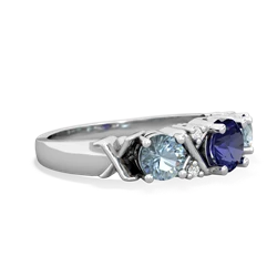 Lab Sapphire Hugs And Kisses 14K White Gold ring R5016