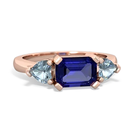 Lab Sapphire Three Stone 14K Rose Gold ring R5235