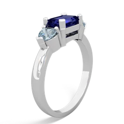 Lab Sapphire Three Stone 14K White Gold ring R5235