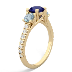 Lab Sapphire Pave Trellis 14K Yellow Gold ring R5500