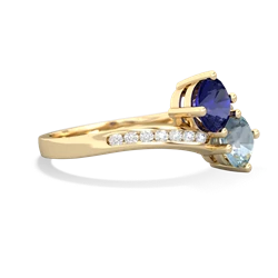 Lab Sapphire Channel Set Two Stone 14K Yellow Gold ring R5303