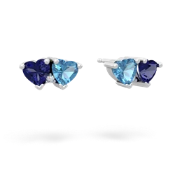 Lab Sapphire Sweethearts 14K White Gold earrings E5260