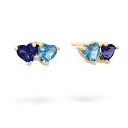 Lab Sapphire Sweethearts 14K Yellow Gold earrings E5260