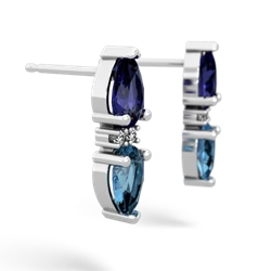 Lab Sapphire Bowtie Drop 14K White Gold earrings E0865