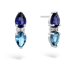 Lab Sapphire Bowtie Drop 14K White Gold earrings E0865