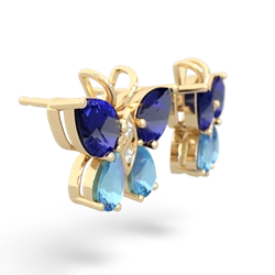 Lab Sapphire Butterfly 14K Yellow Gold earrings E2215