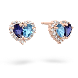 Lab Sapphire Halo 14K Rose Gold earrings E7008