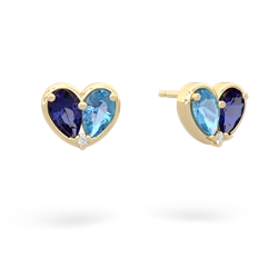 Lab Sapphire 'Our Heart' 14K Yellow Gold earrings E5072