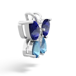 Lab Sapphire Butterfly 14K White Gold pendant P2215