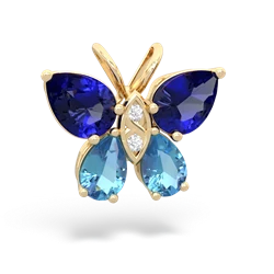 Lab Sapphire Butterfly 14K Yellow Gold pendant P2215