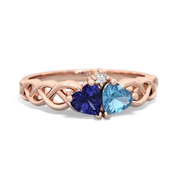 Lab Sapphire Heart To Heart Braid 14K Rose Gold ring R5870