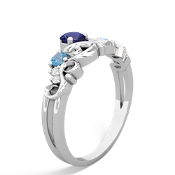 Lab Sapphire Crown Keepsake 14K White Gold ring R5740