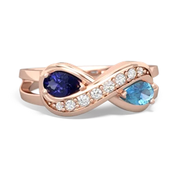 Lab Sapphire Diamond Infinity 14K Rose Gold ring R5390