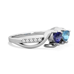 Lab Sapphire Side By Side 14K White Gold ring R3090