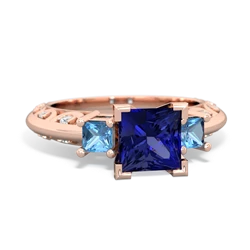 Lab Sapphire Eternal Embrace Engagement 14K Rose Gold ring C2001