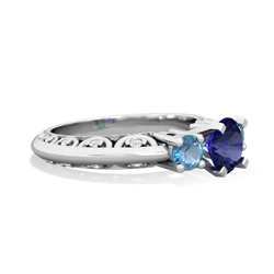 Lab Sapphire Art Deco Eternal Embrace Engagement 14K White Gold ring C2003