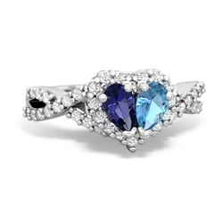 Lab Sapphire Diamond Twist 'One Heart' 14K White Gold ring R2640HRT