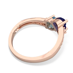 Lab Sapphire Snuggling Hearts 14K Rose Gold ring R2178