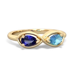 Lab Sapphire Infinity 14K Yellow Gold ring R5050