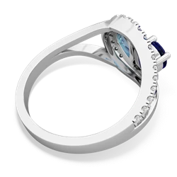 Lab Sapphire Nestled Heart Keepsake 14K White Gold ring R5650