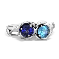 Lab Sapphire Rose Garden 14K White Gold ring R5510