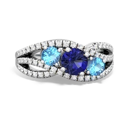 Lab Sapphire Three Stone Aurora 14K White Gold ring R3080