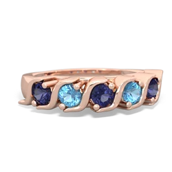 Lab Sapphire Anniversary Band 14K Rose Gold ring R2089