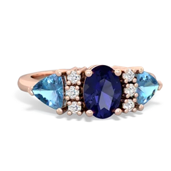 Lab Sapphire Antique Style Three Stone 14K Rose Gold ring R2186