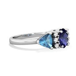 Lab Sapphire Antique Style Three Stone 14K White Gold ring R2186