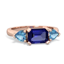 Lab Sapphire Three Stone 14K Rose Gold ring R5235