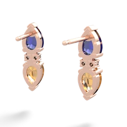 Lab Sapphire Bowtie Drop 14K Rose Gold earrings E0865