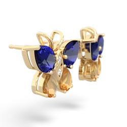 Lab Sapphire Butterfly 14K Yellow Gold earrings E2215