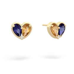 Lab Sapphire 'Our Heart' 14K Yellow Gold earrings E5072