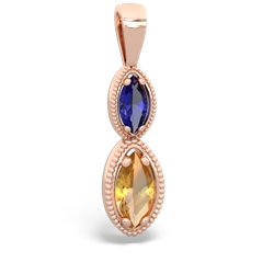 Lab Sapphire Antique-Style Halo 14K Rose Gold pendant P5700