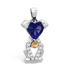 Lab Sapphire Puppy Love 14K White Gold pendant P5800