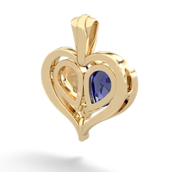 Lab Sapphire Two Become One 14K Yellow Gold pendant P5330