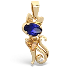 Lab Sapphire Kitten 14K Yellow Gold pendant P5780